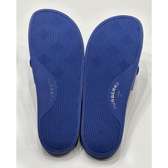 NIB $420 Burberry Eyelet Men’s Furley Royal Blue Slide Sandals 12 US 8049674 IT main image 11